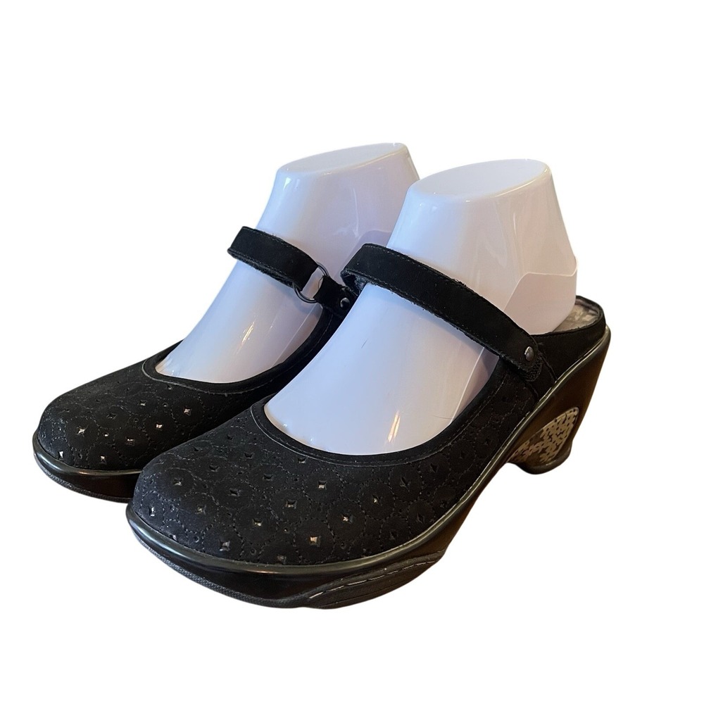 J41 Jasper Women 7.5 Clogs Black Suede Star Platform Mary Jane Whimsigoth Heels